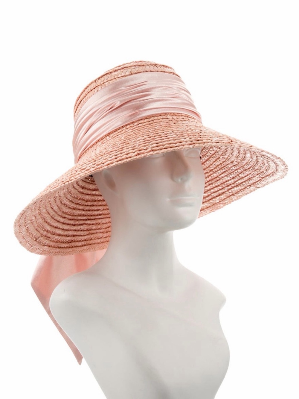 Eugenia Kim  Wide Brim Straw Sun Hat with Pink Satin Band